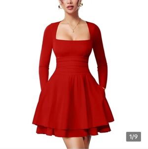 OYS NWOT Square Neck Ruffle Hem Dress